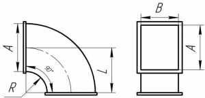 Вентиляция прямоугольная Отвод 90°